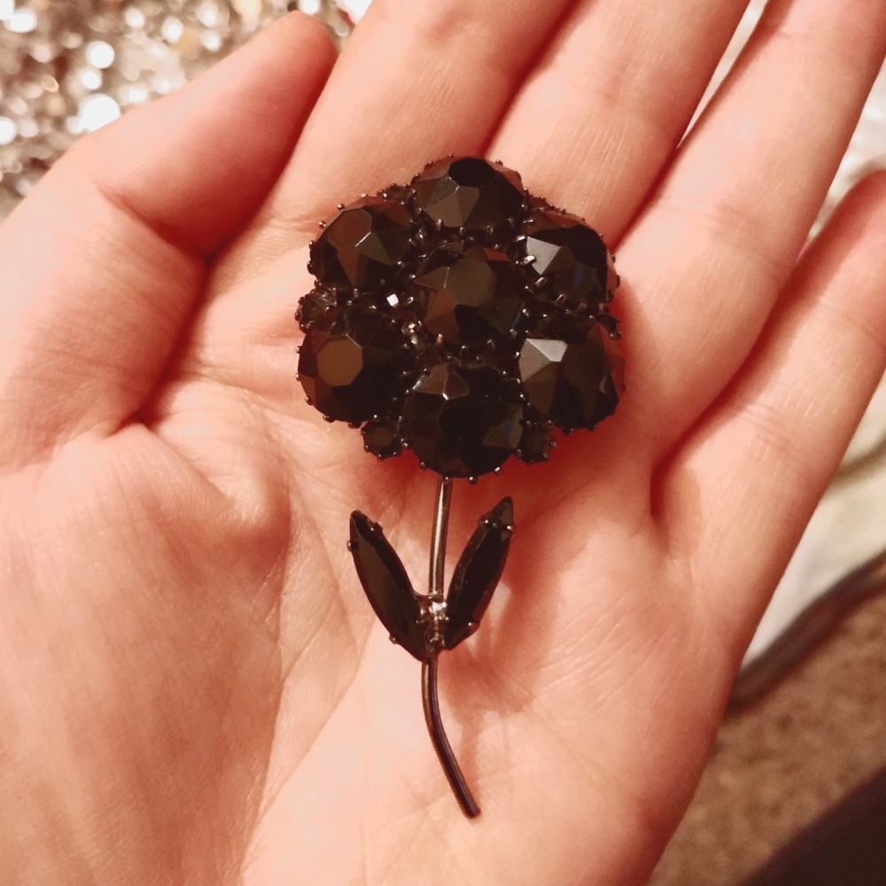 Black Glass Brooch